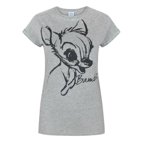 Disney T Shirt Dessin Bambi Femme Gris Achat Vente T Shirt