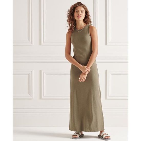 Robe longue en jersey femme Superdry kaki mousse Cdiscount Sport