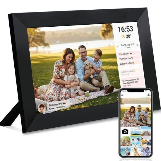 Cadre Photo Numérique WiFi 15,6" Hesmor - Écran Tactile FHD IPS, 32 Go, Partage Via App Frameo - 3