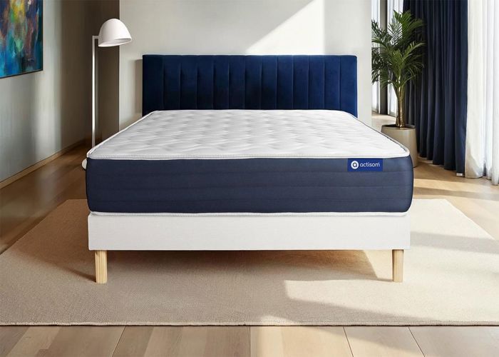 Ensemble matelas Latex et Mémoire de forme ACTILATEX SLEEP 160x200 5zones de confort + sommier KIT blanc 160 x 200 cm