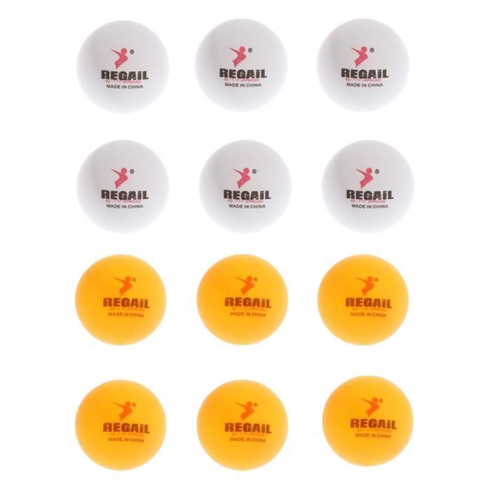 12 Pièces Entraînement Pratique Balles De Ping Pong Balles De Tennis De Table Jaune Blanc