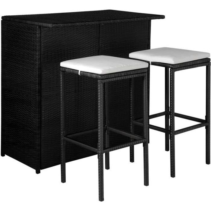 YaJiaSheng Jeu de bar d'extérieur 5 pcs Résine tressée Noir et blanc crème
