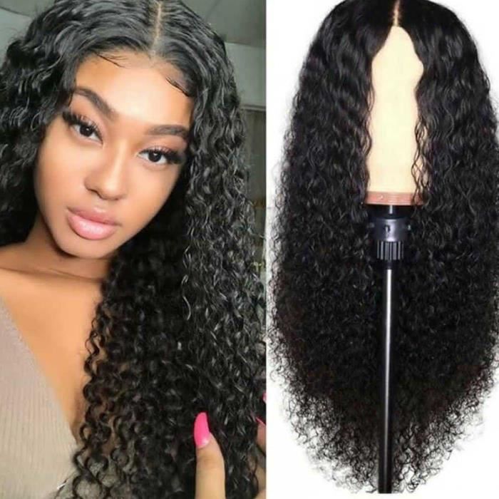 Bouclés avant de dentelle perruque brésilienne cheveux Bébé Noir Femmes Remy Hair Lace Wig