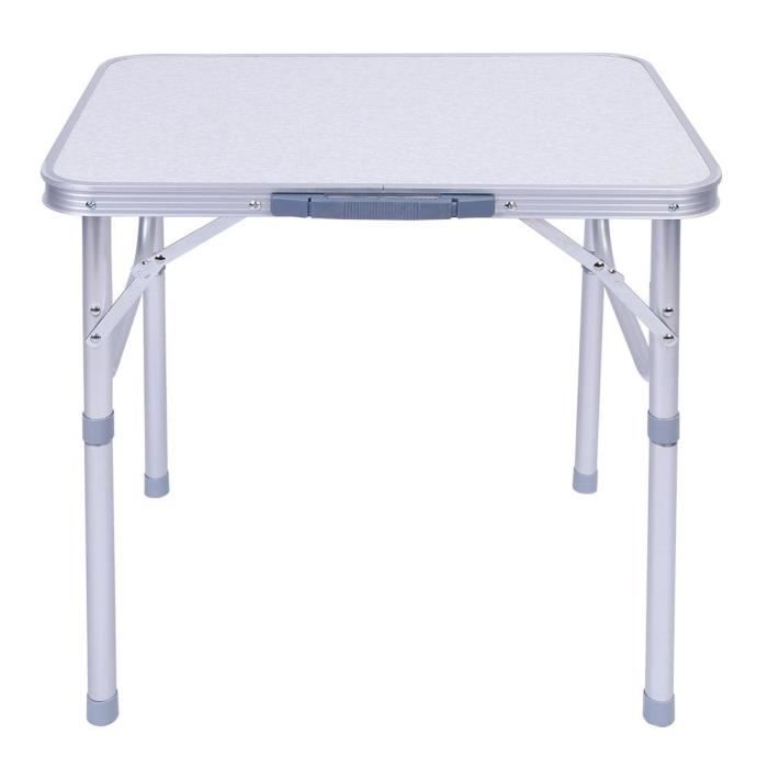 FHE Table Pliante de Camping Table de Camping Portable en Aluminium Réglable en Hauteur Stable pour Pique-Nique Jardin