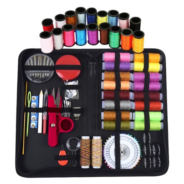 138pcs Voyage Aiguilles à coudre Kit de discussion Ciseaux Set avec Blue Zipper Sac Accueil Campers voyage d'urgence cadeau haut de