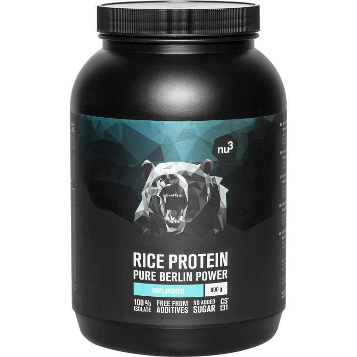 Protéine de Riz en poudre 800g Riche en Protéines végétales Vegan sans lactose sans gluten 80% de Protéines naturelles Prise 115