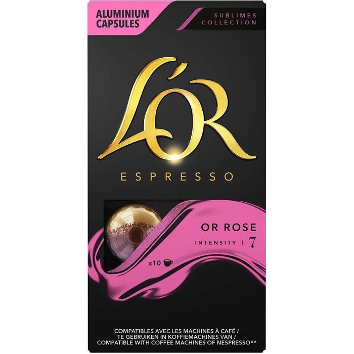 Espresso Café - 100 Capsules Or Rose Intensité 7 - compatibles Nespresso®* (lot de 10 x 10)