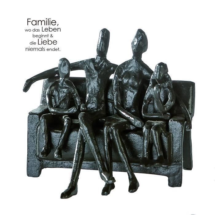 Figurines de collection Casablanca – Figurine, statuette, sculpture – Sitting Family, famille sur banc – Fer brunie – 12 27561