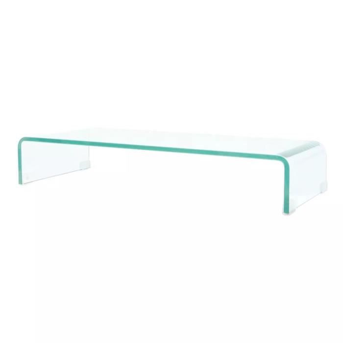 Guide® Meuble TV Scandinave - Meuble HI-FI- pour moniteur Meuble de Télévision 80 x 30 x 13 cm Verre Transparent @62695