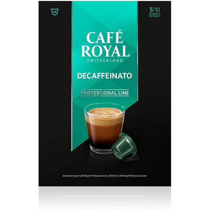 CAFE ROYAL PRO - 48 CAPSULES CAFE - DECAFEINE - Compatibles Machine à Café Royal Pro UNIQUEMENT - Capsules sans Aluminium