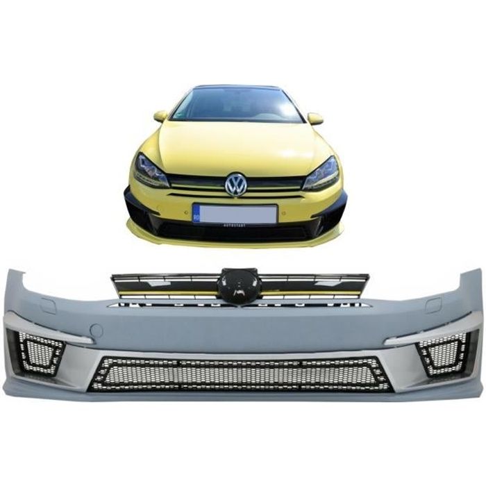 Pare-choc avant pour VW Golf 7 VII 2013-2016 R 400 Look Noir Jaune Insertions