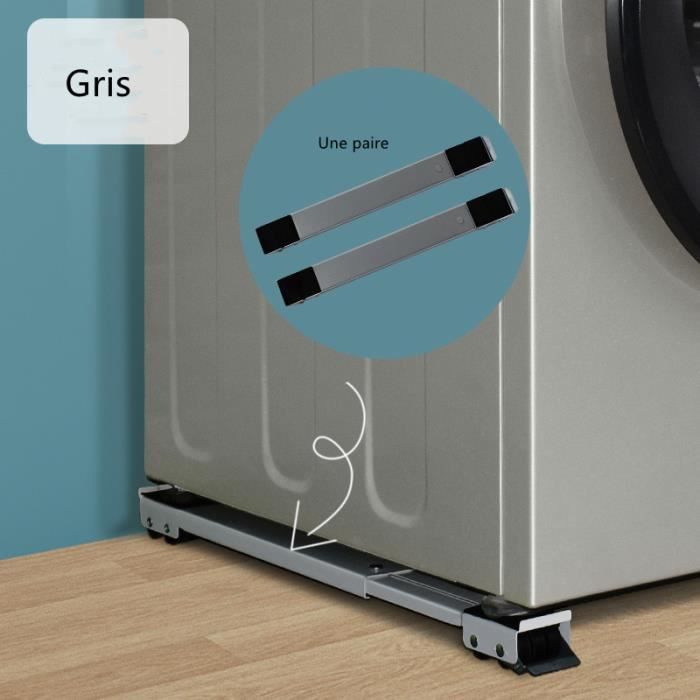 Socle Lave Linge avec 24 Roues, Réglable 45 cm-70cm, Réduction du Bruit Antichoc