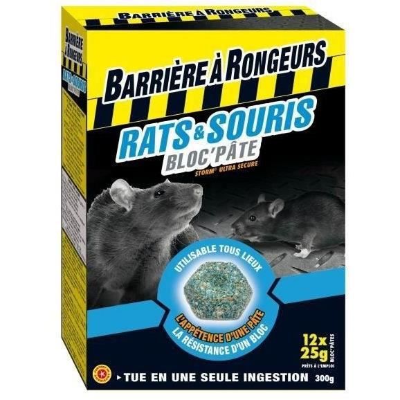 BARRIERE A INSECTES Bloc pâte appât Rats et Souris - 300 g