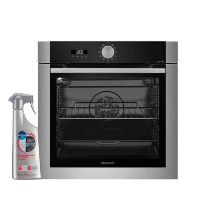 BRANDT Four pyrolyse Encastrable INOX 73L Chaleur tournante Nettoyage Clean 39 54,4 Inox