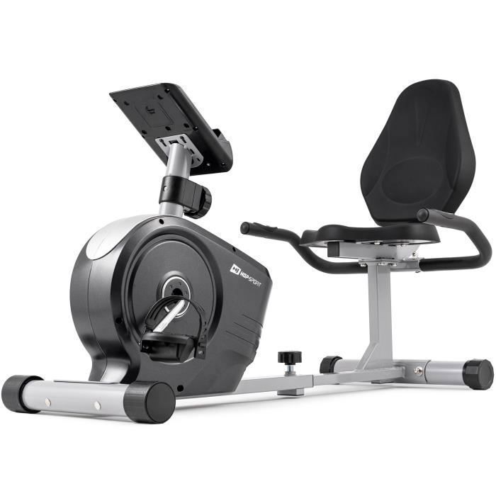 HOP-SPORT Vélo d'appartement Semi-Allongé, Masse d'inertie 8 kg, HS-2050L Beat, Siège réglable avec Dossier, Résistance magnétique