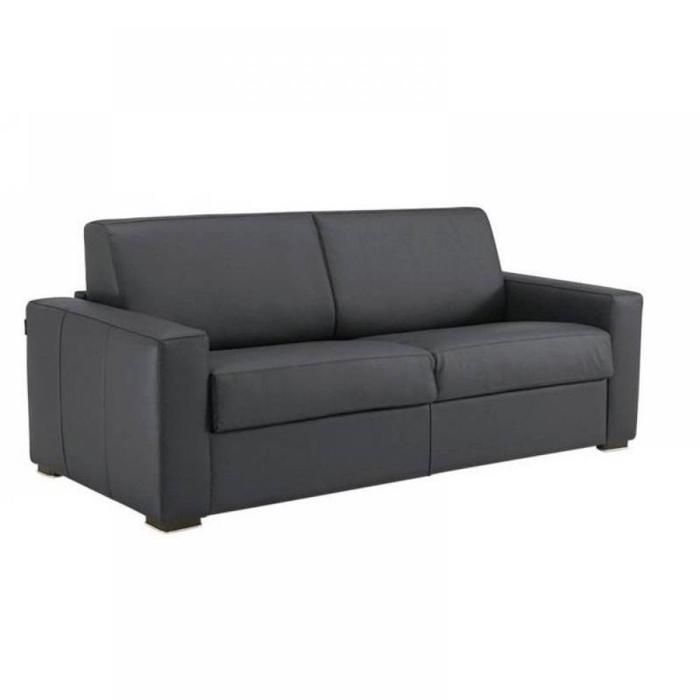 Canapé convertible EXPRESS 120cm DREAMER CUIR vachette gris,. matelas 16 cm gris Cuir Inside75