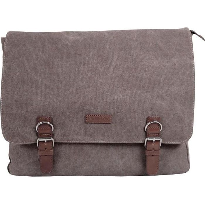 KATANA sac besace toile garni cuir réf 6557 marron (3 couleurs disponible)