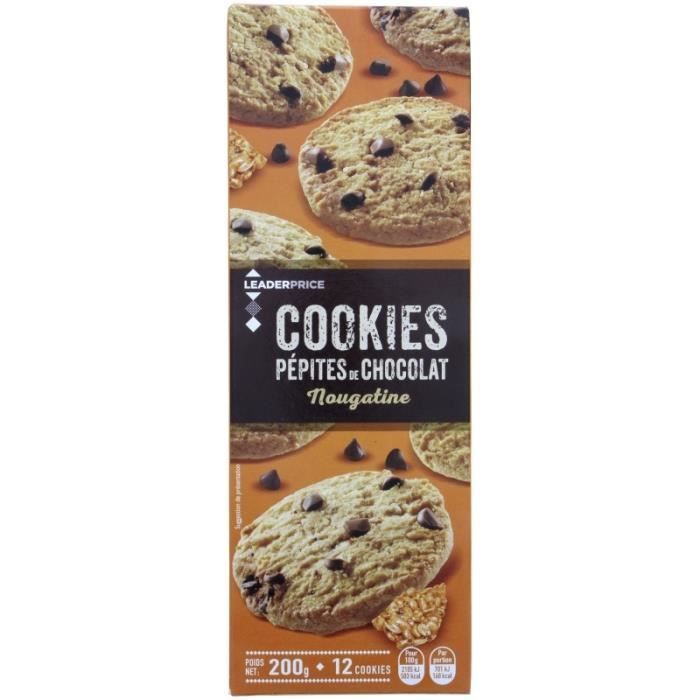 Cookies nougat pépites chocolat 200 g Leader Price