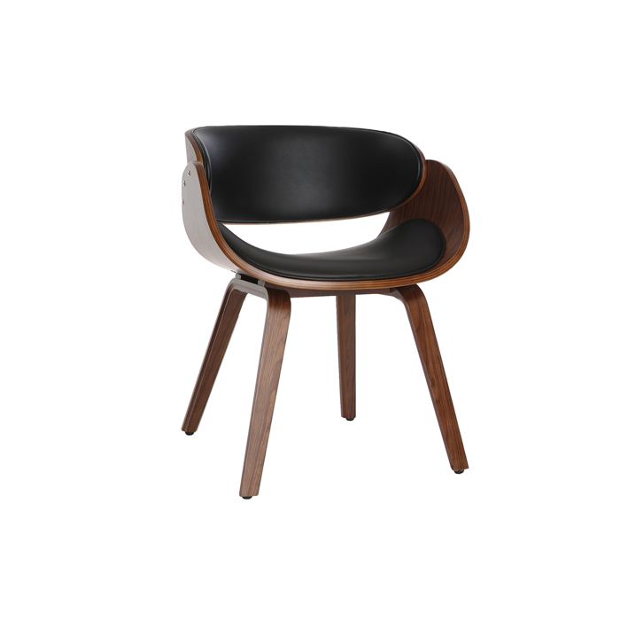 Miliboo - Chaise design noir et bois foncé noyer BENT