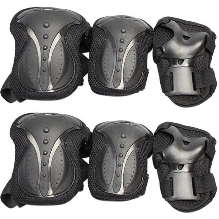 PROTEGE-CHEVILLES - CHEVILLERE,6 pièces adulte roller Protection équipement ensemble accessoires du corps coude - Type Black