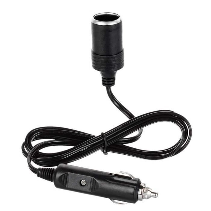 OCIODUAL Câble d’Extension pour Allume Cigare 12V-24V 5A 1m Rallonge de Prise Fiche avec LED Cable Noir pour Voiture Camion