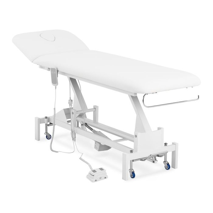Table De Massage Électrique Lit Soin Cosmétique Avec Pédale Télécommande Blanc