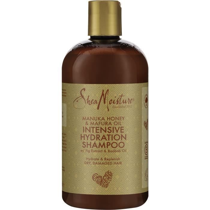 Shea Moisture Shampooing Femme Hydratation Intense au Miel de Manuka et huile de Mafura pour cheveux secs et abîmés, 384ml