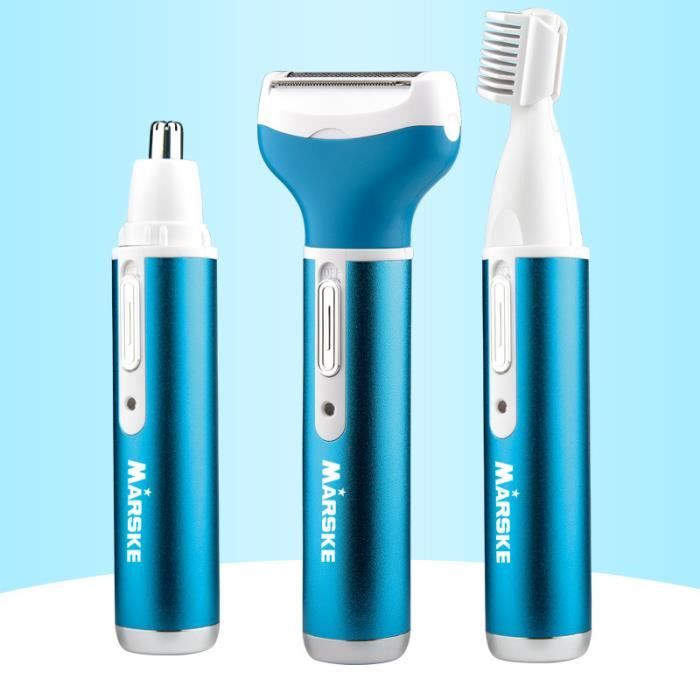 Tondeuse CORPS MULTI-USAGES Maillot 3 en 1 Bikini Tondeuse Nez Rasoir à sourcils Rechargeable Bleu