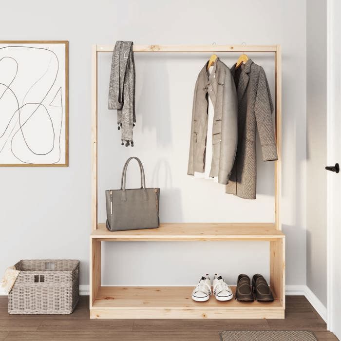 vidaXL Porte vetements et rangement des chaussures bois massif de pin 832329
