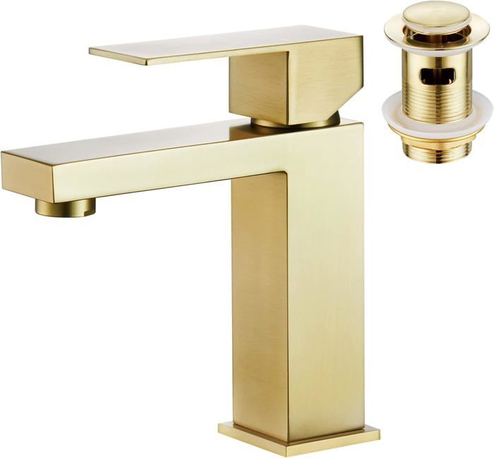 Robinet Lavabo Faustina Mitigeur Monocommande Acier Inoxydable Noir - Avec Bonde Pop Up Et Trop-Plein