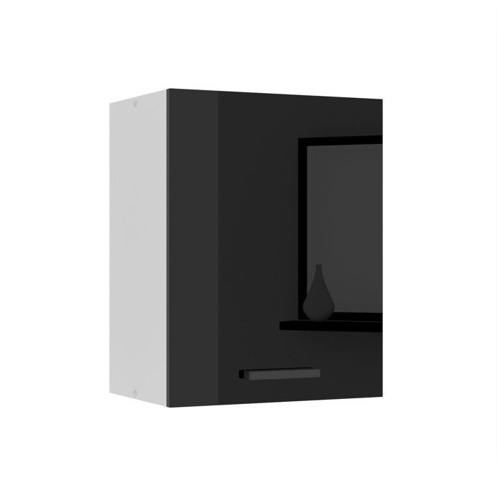 Meuble haut - BELINI - SG45 - Noir très brillant - 1 porte - 29 6x45x58 cm