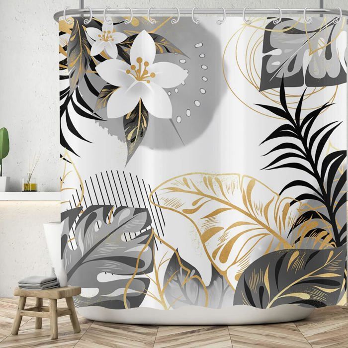 Rideau de douche extra long de style bohème champêtre en tissu tissé beige mignon, 183 x Rideau de douche extra long de style bohème champêtre en tissu tissé beige mignon, 183 x