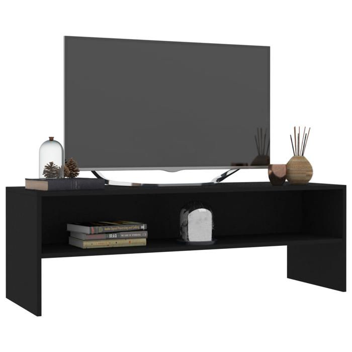 Meuble TV - Banc TV - Table TV - Noir 120x40x40 cm - Bois dingénierie T8