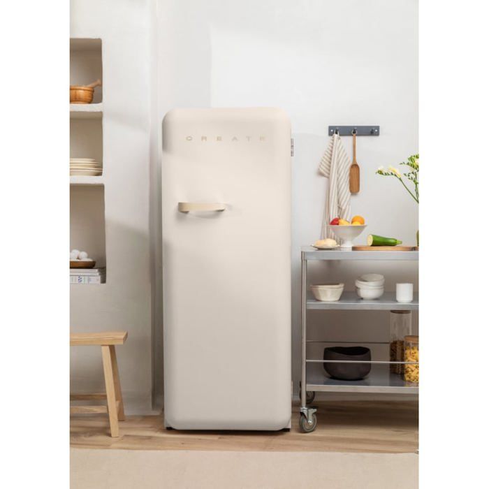 Réfrigérateur rétro - Create - 281L - Blanc cassé - Esthétique années 50
