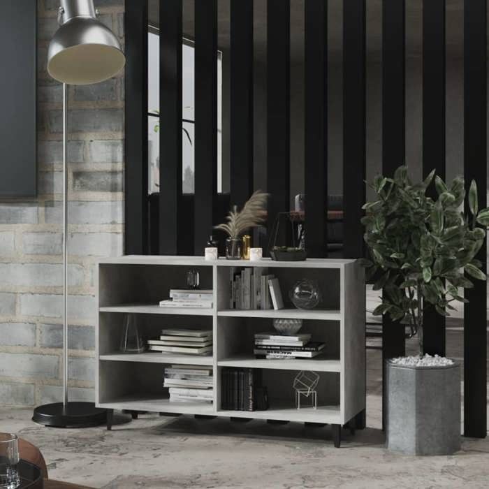 Nouveau Console de Cuisine - BMD - Meuble de Rangement Buffet gris béton 103 5x35x70 cm - bois dingénierie BELLE - VENTE