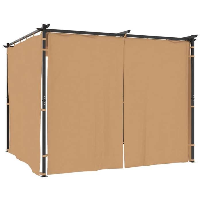 Bonne qualité - Barnum dextérieur - anti-UV - Tonnelle avec rideaux - Bonnie - 3x3 m Taupe Acier DECO M4245703