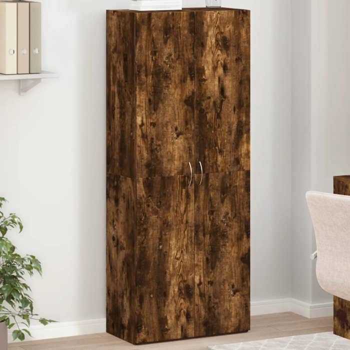 RemiseArmoire de classement Industriel - JMS - Meuble de Rangement chêne fumé 60x32x153 cm bois dingénierie MAISON2025 93528
