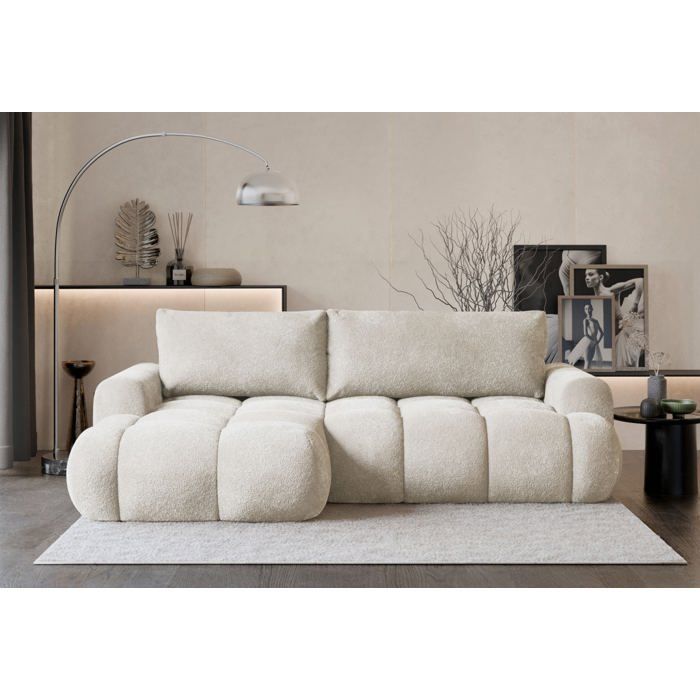 Canapé dangle convertible - OMBO MINI - en peluche crème - côté gauche