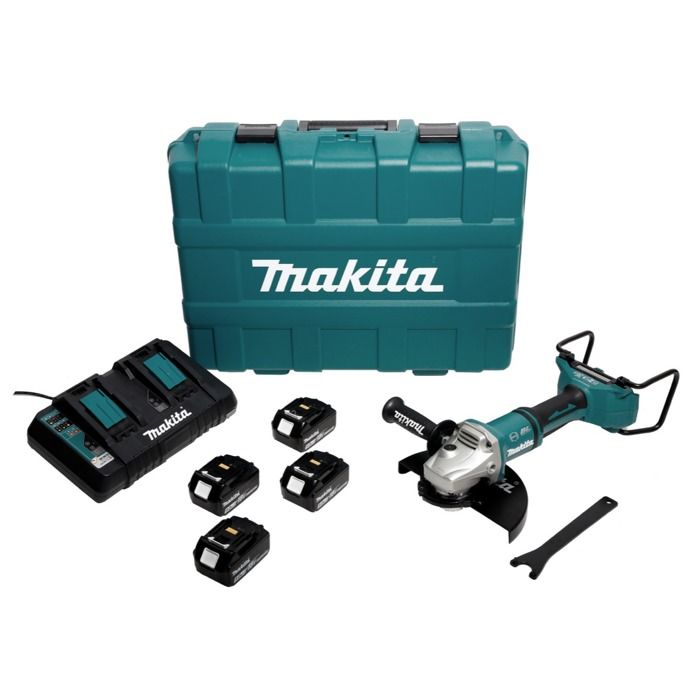 Makita DGA 900 PT4KX2 Meuleuse d'angle sans fil 36V 2x18V 230mm Brushless + 4x Batteries 5 0Ah + Chargeur double + Écrou de serrage rapide ''Ezynut'' + Coffret - vue 2