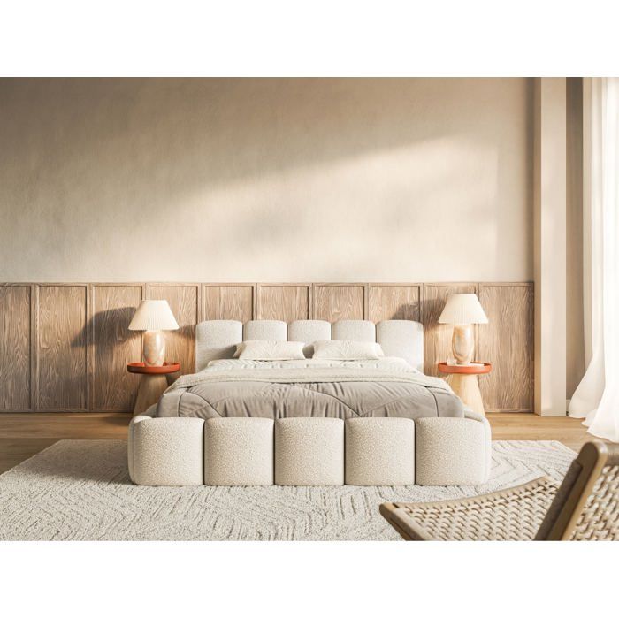 Lit rembourré– Cloudy Low – 200x200 cm – beige clair