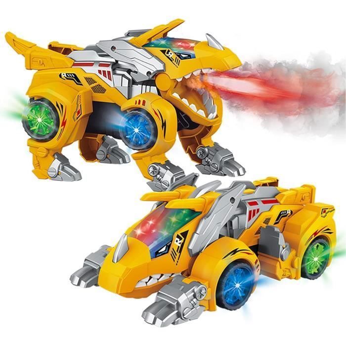 Jouet de Voiture Transformers Dinosaure Pulvrisation Automatique avec Musique et Lumire pour 3 7 Ans Garon Fille Jaune PZCC
