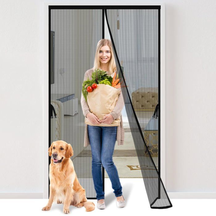 Moustiquaire de porte - XVX - 100x210cm - Auto-agrippante - Mains libres - Ajustable