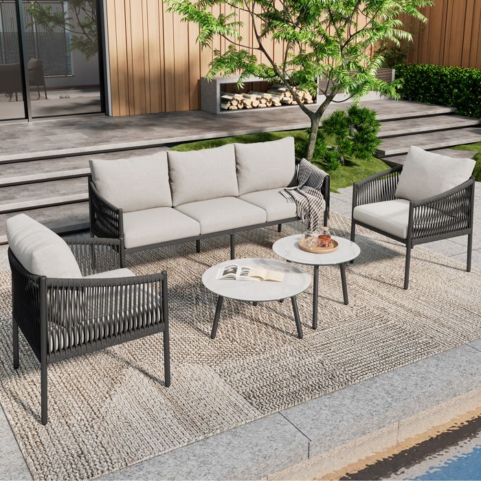 Salon de jardin exterieur Salon jardin 7 pièces en acier galvanisé — free download