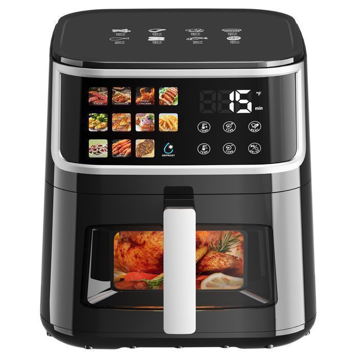 Friteuse à air sans huile 8.5 L Air Fryer 1700 W avec Fenêtre Transparente Écran Tactile LED，12 Prprogrammes 80 - 200°C