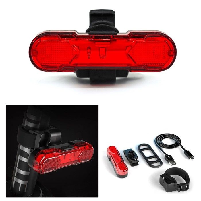 Éclairage de vélo avec 4 modes de fonctionnement USB rotatif rouge