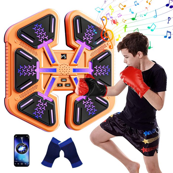 Punching Ball Bluetooth – Boxe Musicale Avec LED, 12 Niveaux, Batterie 2400mAh, Installation Murale