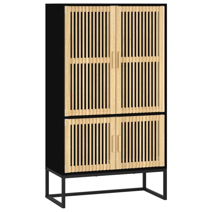 “Winter SaleTOP Buffet bahut Noir - Buffet haut noir 70x35x125cm - bois dingénierie PRO70707