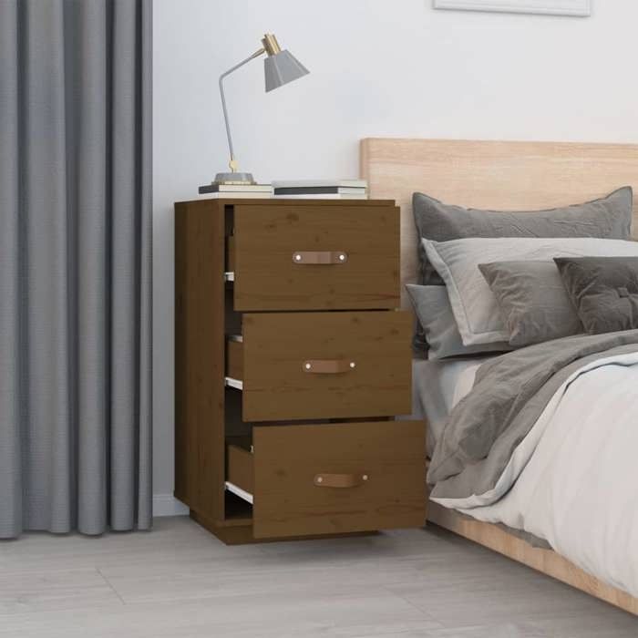 GKK Armoire de chevet petit meuble dappoint - Marron miel 40x40x75 cm - Bois de pin solide @1766