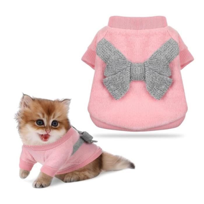 Pull pour chien pull avec nœud pour chat chien hiver automne chaud vêtements en tricot de activité intérieure vêtements quotidien