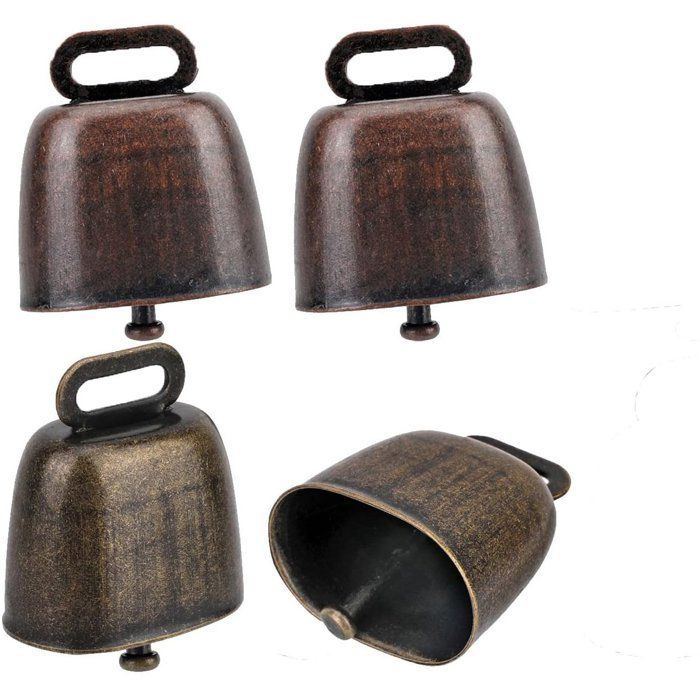 Lot de 4 cloches métal pour vache/chèvre/cheval/chien décoratives animaux divers